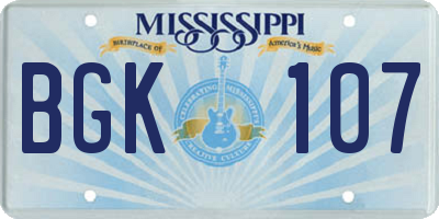 MS license plate BGK107