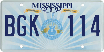 MS license plate BGK114