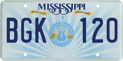 MS license plate BGK120