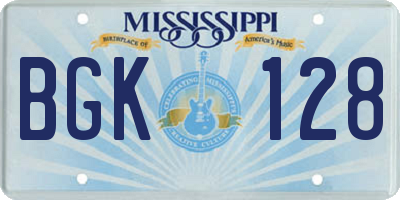 MS license plate BGK128
