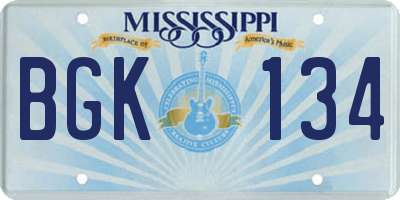 MS license plate BGK134