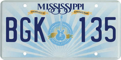 MS license plate BGK135