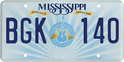 MS license plate BGK140
