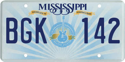 MS license plate BGK142