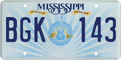 MS license plate BGK143