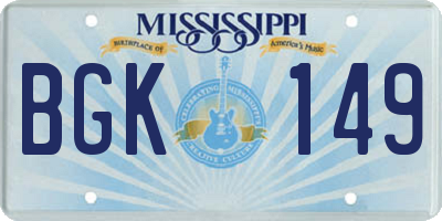 MS license plate BGK149