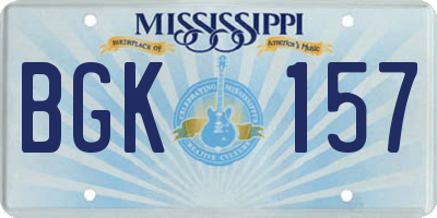 MS license plate BGK157