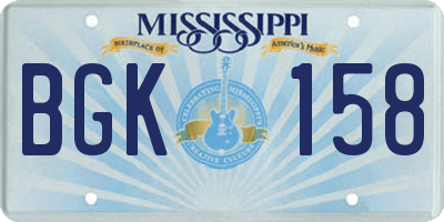 MS license plate BGK158