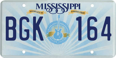 MS license plate BGK164