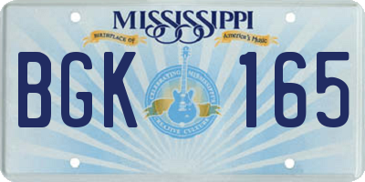 MS license plate BGK165