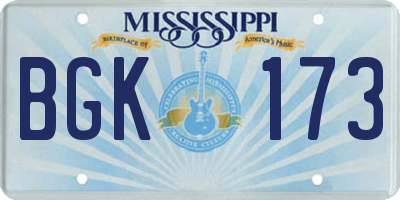 MS license plate BGK173