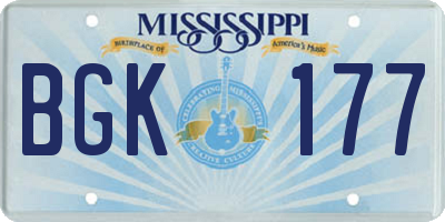 MS license plate BGK177