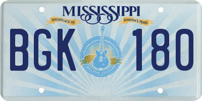 MS license plate BGK180