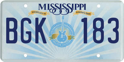 MS license plate BGK183