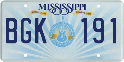 MS license plate BGK191