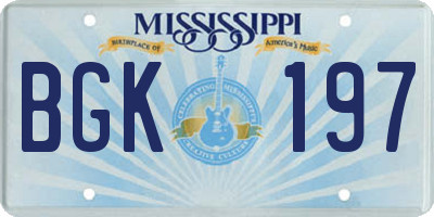 MS license plate BGK197