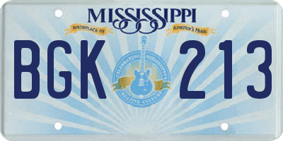 MS license plate BGK213