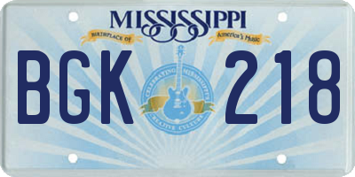 MS license plate BGK218