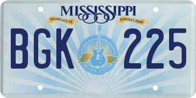 MS license plate BGK225
