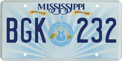 MS license plate BGK232