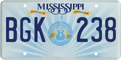 MS license plate BGK238