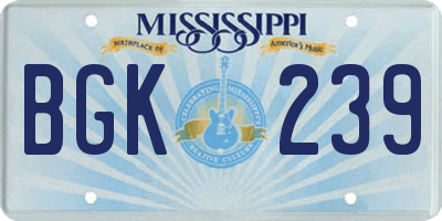 MS license plate BGK239