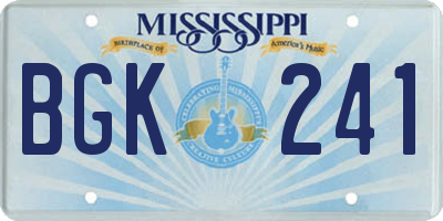 MS license plate BGK241