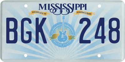 MS license plate BGK248