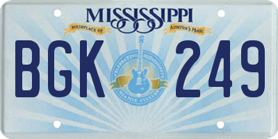 MS license plate BGK249
