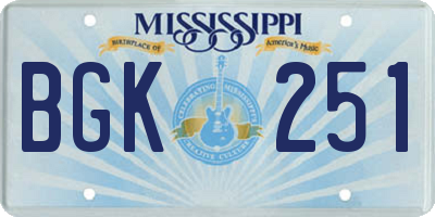 MS license plate BGK251