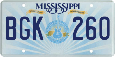 MS license plate BGK260