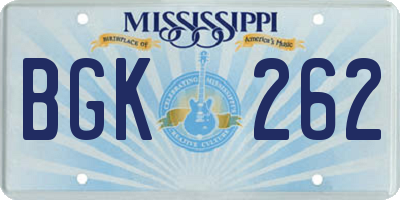 MS license plate BGK262