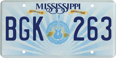 MS license plate BGK263
