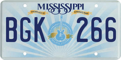 MS license plate BGK266