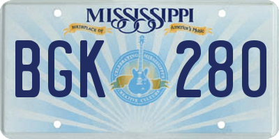 MS license plate BGK280