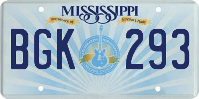 MS license plate BGK293