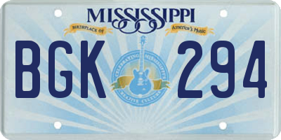 MS license plate BGK294