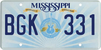 MS license plate BGK331