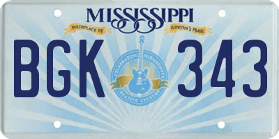 MS license plate BGK343