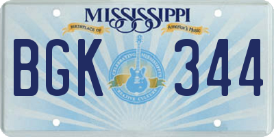 MS license plate BGK344
