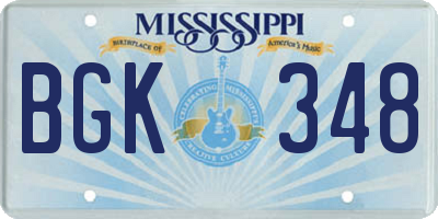 MS license plate BGK348