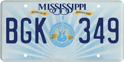 MS license plate BGK349