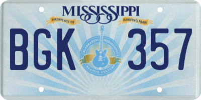 MS license plate BGK357