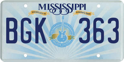 MS license plate BGK363