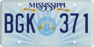 MS license plate BGK371