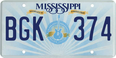 MS license plate BGK374