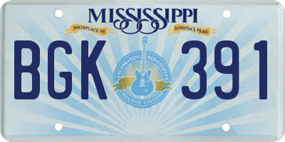 MS license plate BGK391