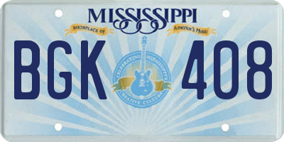 MS license plate BGK408