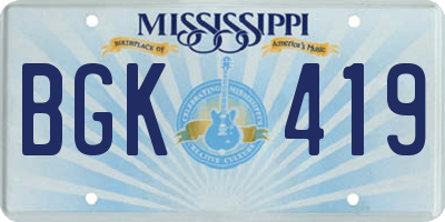 MS license plate BGK419