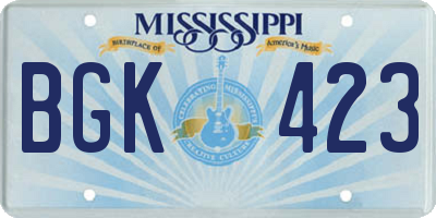 MS license plate BGK423